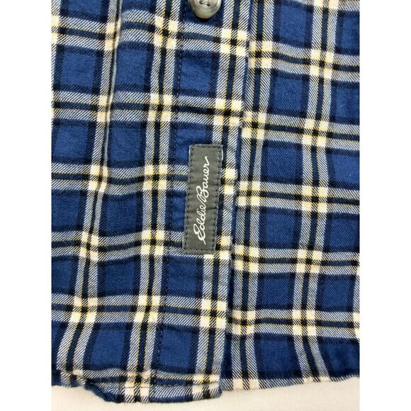 Eddie Bauer Men’s Blue Plaid Flannel Shirt – Small Classic Fit 100% Cotton - Picture 4 of 8